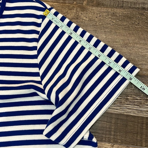 Quacker Factory Blue Stripe Sequin Anchor T-shirt Nautical Sailor Sz XL Cruise - Picture 13 of 13